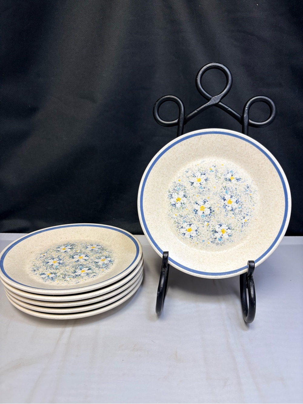 Lenox Temperware Dewdrops 6" Salad Side Plates, set of 6 MCM Daisies Florals
